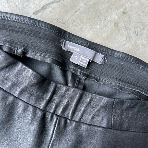 VINCE black leather fitted pants - Picture 2 of 4